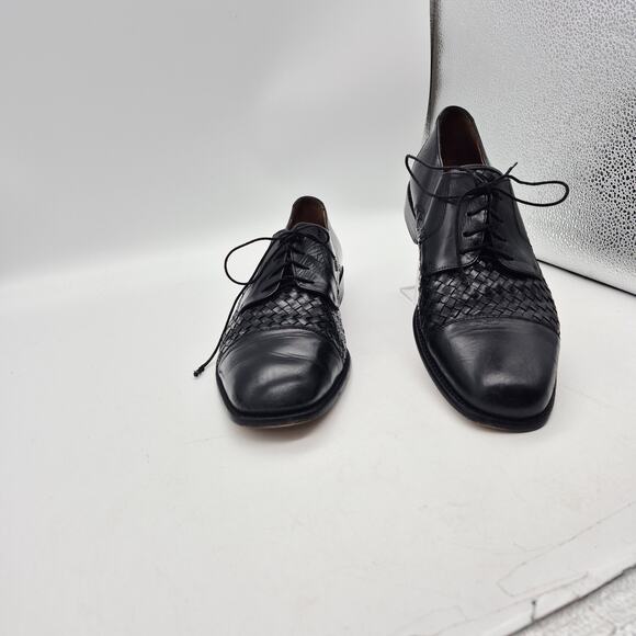 Bostonian Men\'s Woven Leather Oxford Shoes Florentine Black Size 10 M Made Italy main image 9